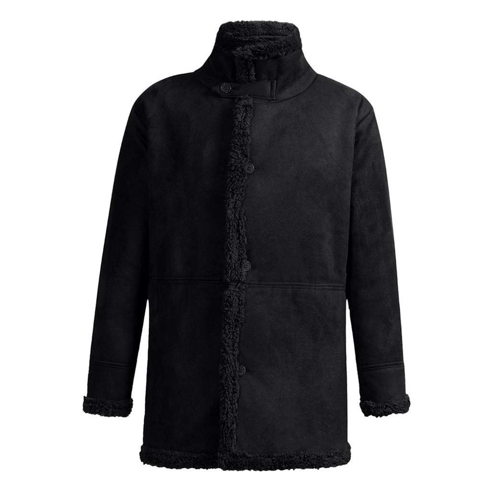 FengGa - Chamarra de Invierno para Hombre de Piel de Oveja con Forro de Lana