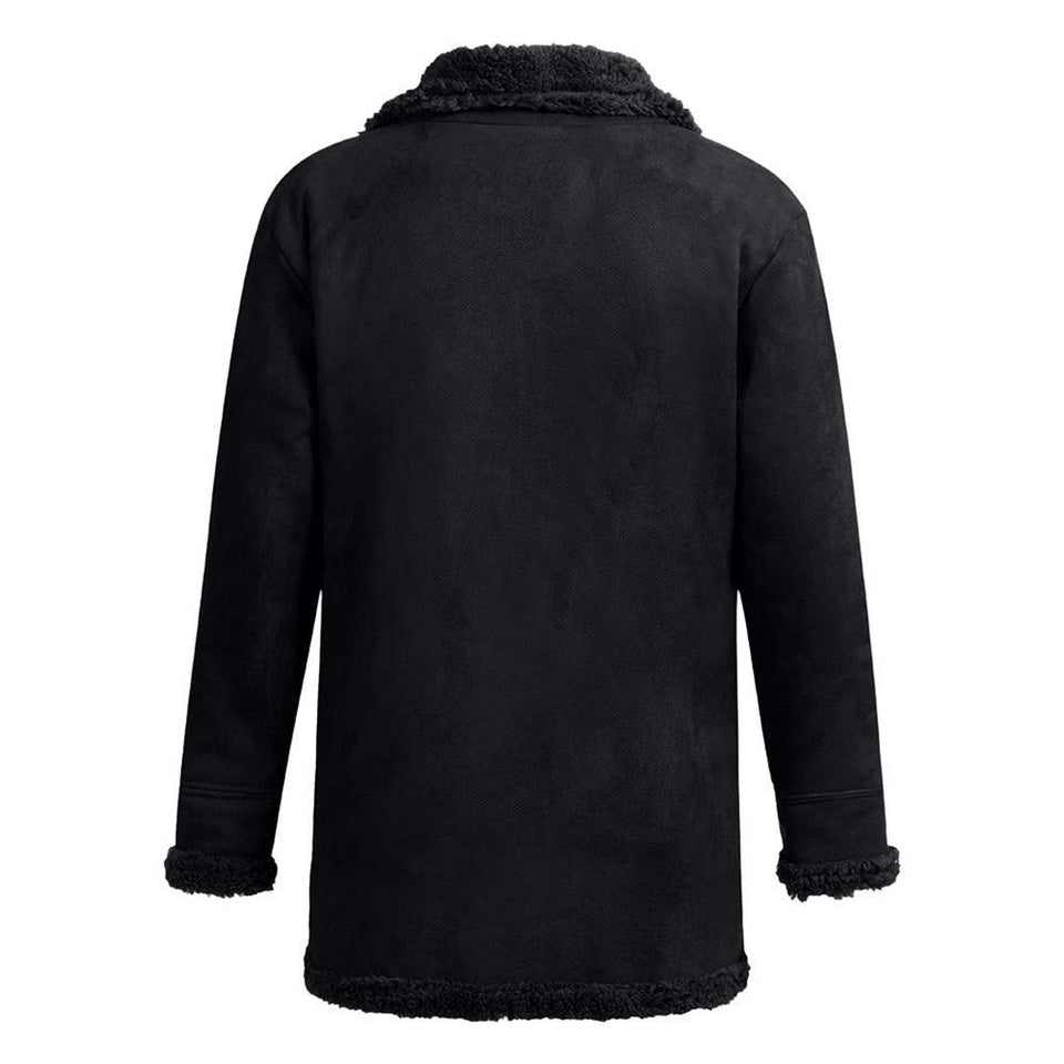 FengGa - Chamarra de Invierno para Hombre de Piel de Oveja con Forro de Lana