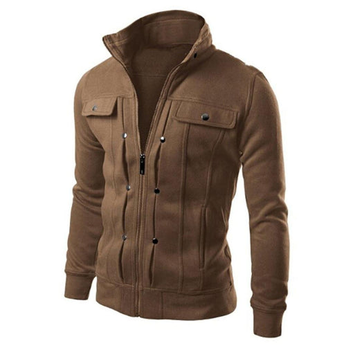 Sudadera de Manga Larga para Hombre, con Cierre de botón para Invierno, con Cuello hacia Abajo, Ajustada, para Hombre