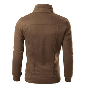Sudadera de Manga Larga para Hombre, con Cierre de botón para Invierno, con Cuello hacia Abajo, Ajustada, para Hombre