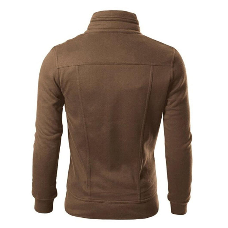 Sudadera de Manga Larga para Hombre, con Cierre de botón para Invierno, con Cuello hacia Abajo, Ajustada, para Hombre