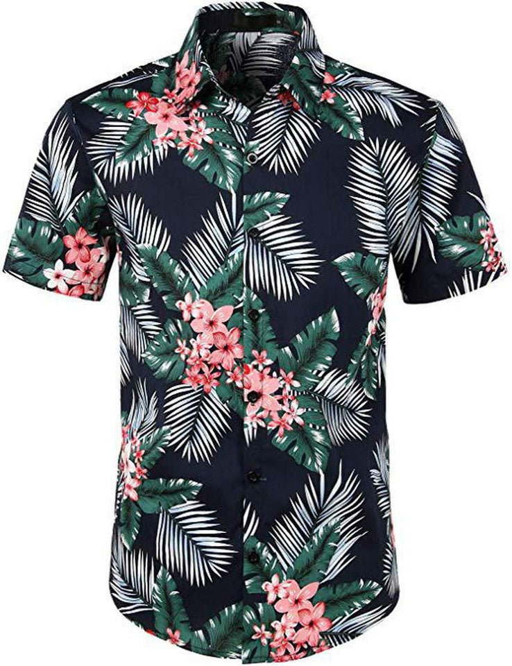 Zoey's Dream House Camisa Casual de Manga Corta con Botones para Hombre, diseño de sandía y Flores, para Verano, Playa, Ropa para Hombre
