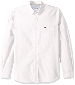 Lacoste CH4976 - Camisa de Manga Larga Oxford con Cuello de botón para Hombre