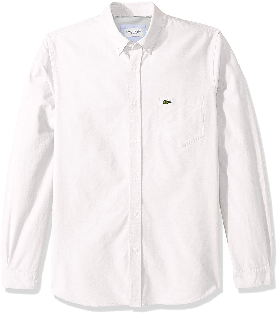 Lacoste CH4976 - Camisa de Manga Larga Oxford con Cuello de botón para Hombre