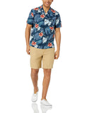 Amazon Brand - Camisa hawaiana tropical de algodón 100% con ajuste estándar de 28 palmeras para hombre