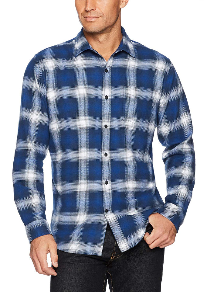 Amazon Essentials Camisa de Franela de Manga Larga de Ajuste Regular para Hombre