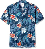 Amazon Brand - Camisa hawaiana tropical de algodón 100% con ajuste estándar de 28 palmeras para hombre