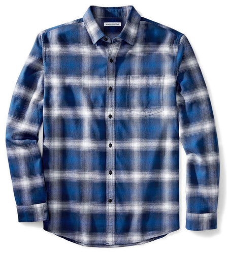 Amazon Essentials Camisa de Franela de Manga Larga de Ajuste Regular para Hombre