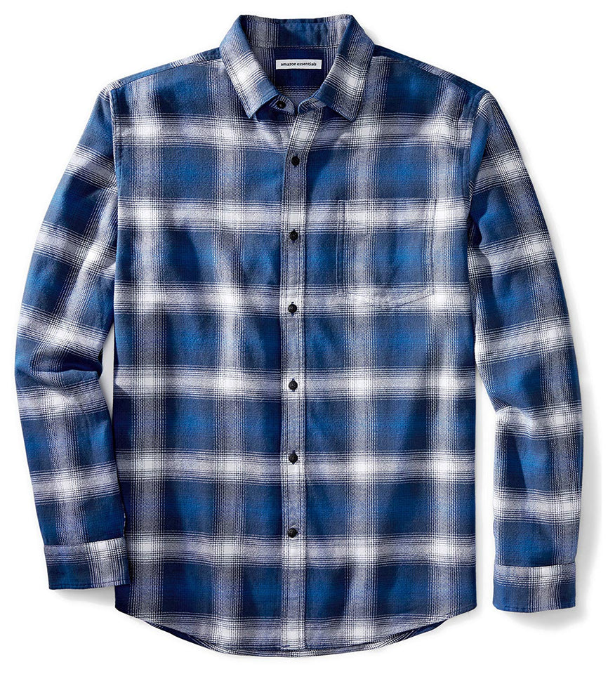 Amazon Essentials Camisa de Franela de Manga Larga de Ajuste Regular para Hombre