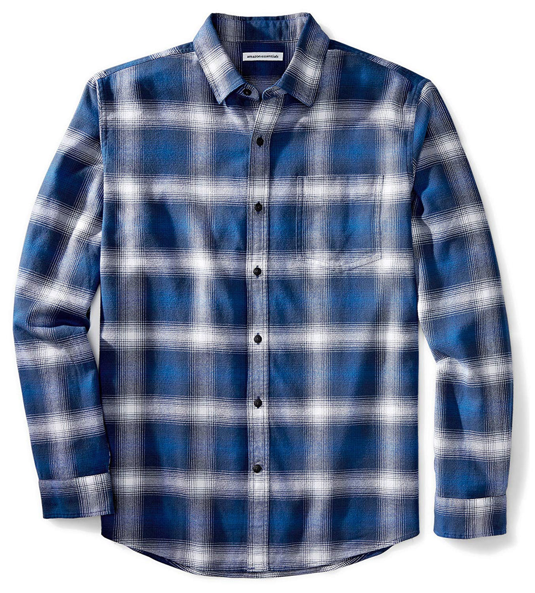 Amazon Essentials Camisa de Franela de Manga Larga de Ajuste Regular para Hombre