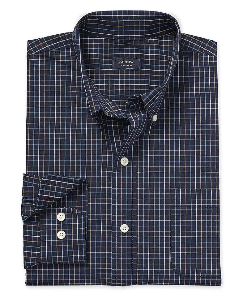 Arrow Hamilton Poplins Playera de Manga Larga con Botones para Hombre